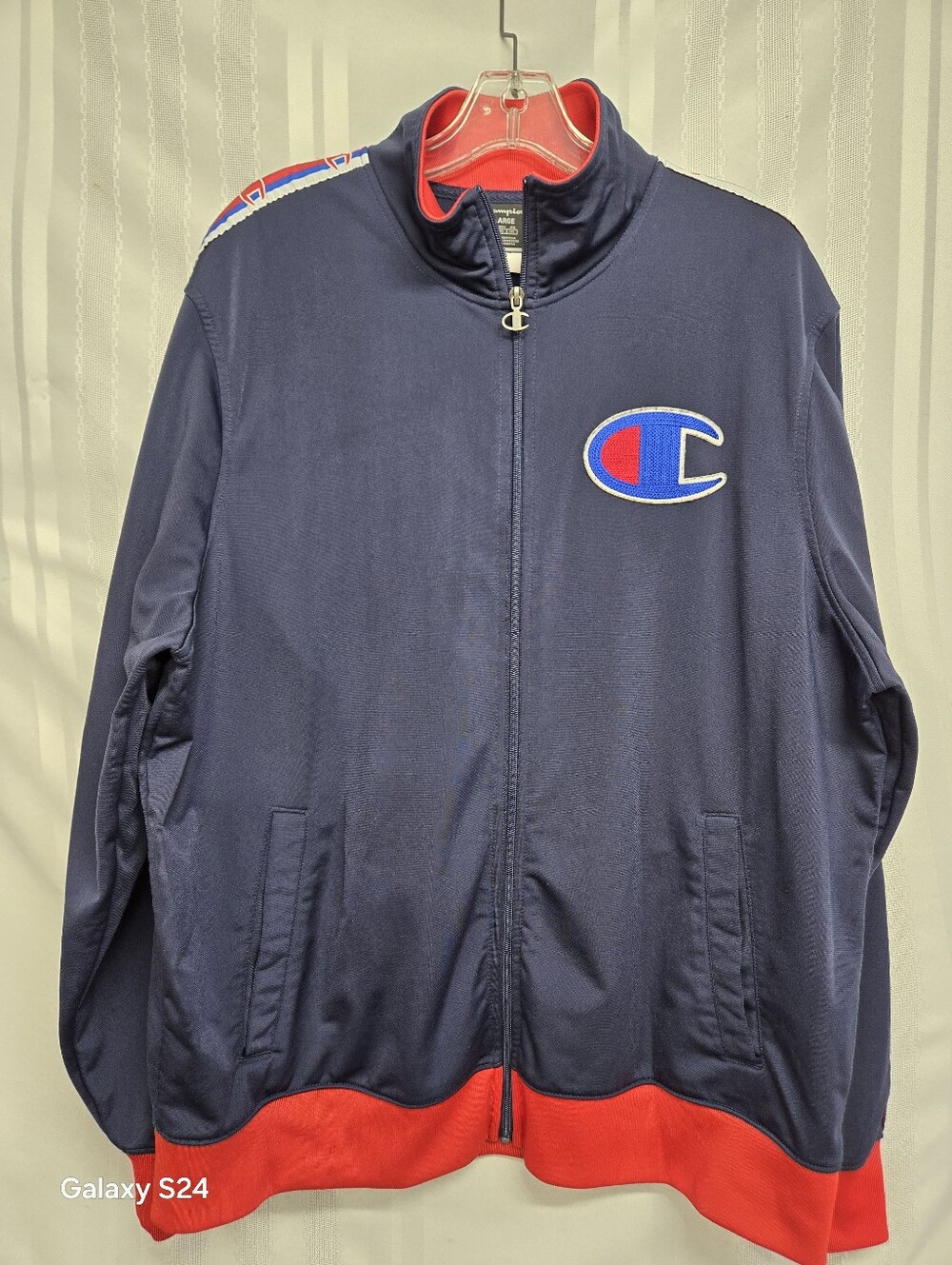 EBERCROMBIE & FITCH CHAMPION XL VINTAGE LIGHT JACKET NAVY BLUE/RED/WHITE